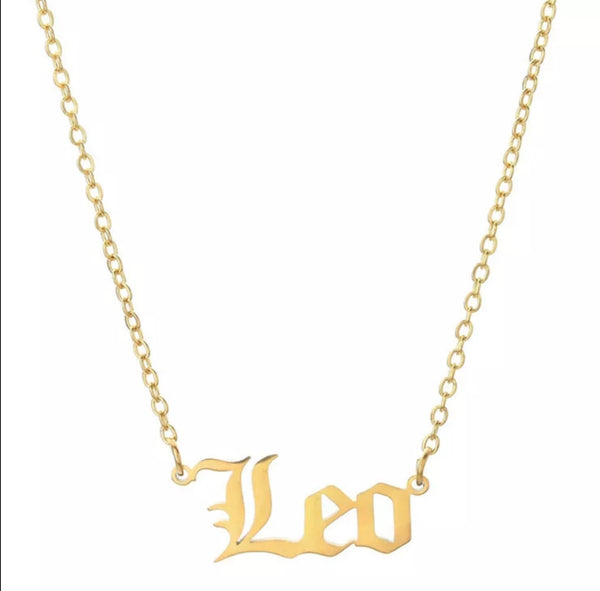 Astrology Zodiac Letters Pendant Necklace