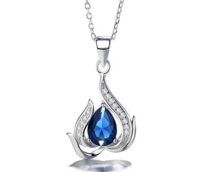 Sapphire Oval Pendant Necklace