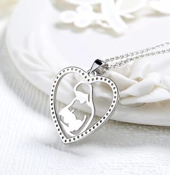 Mom and Baby Heart Necklace.