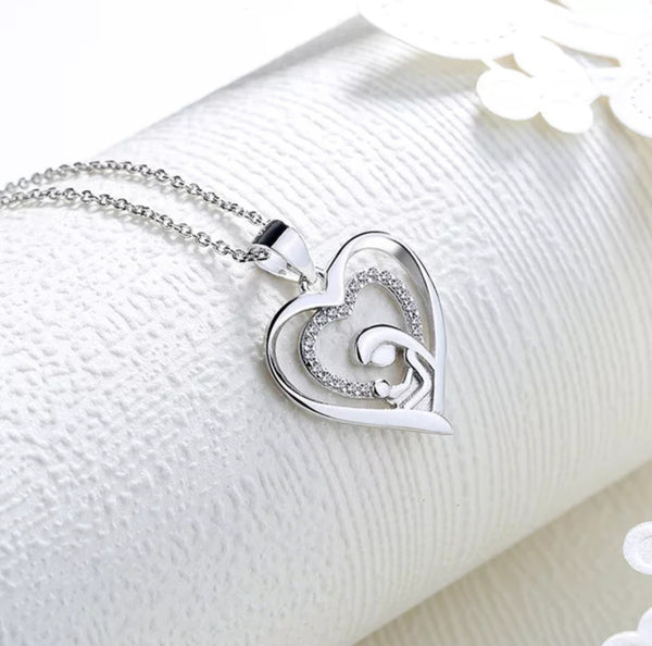 Double Heart Mom Necklace