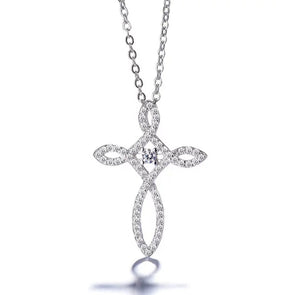 Silver Interwined Cross Necklace