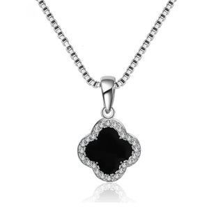 Black Agate Clover Necklace