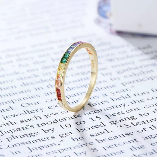 Gold  Eternity Multicolor Ring