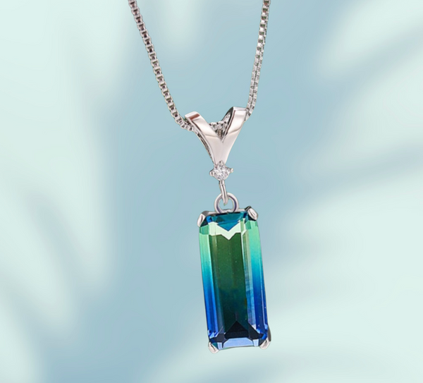 Emerald Cut Tourmaline Necklace