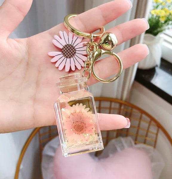 Floating Flower Bottle Keychain