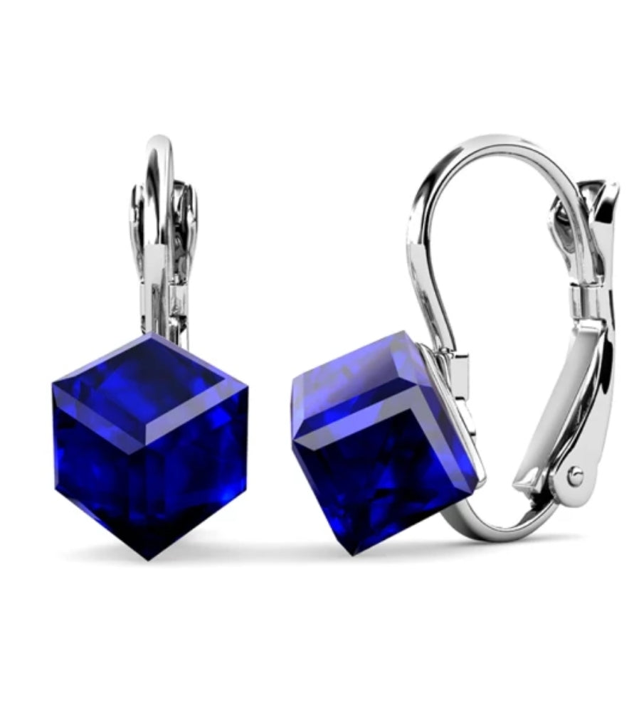 Crystal Cube Hook Earring