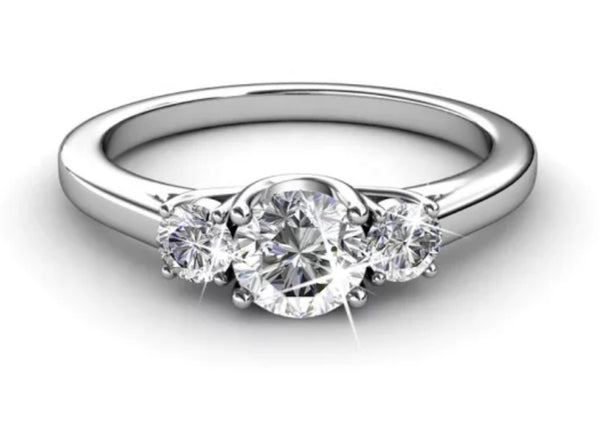 Crystal Three Stone Ring