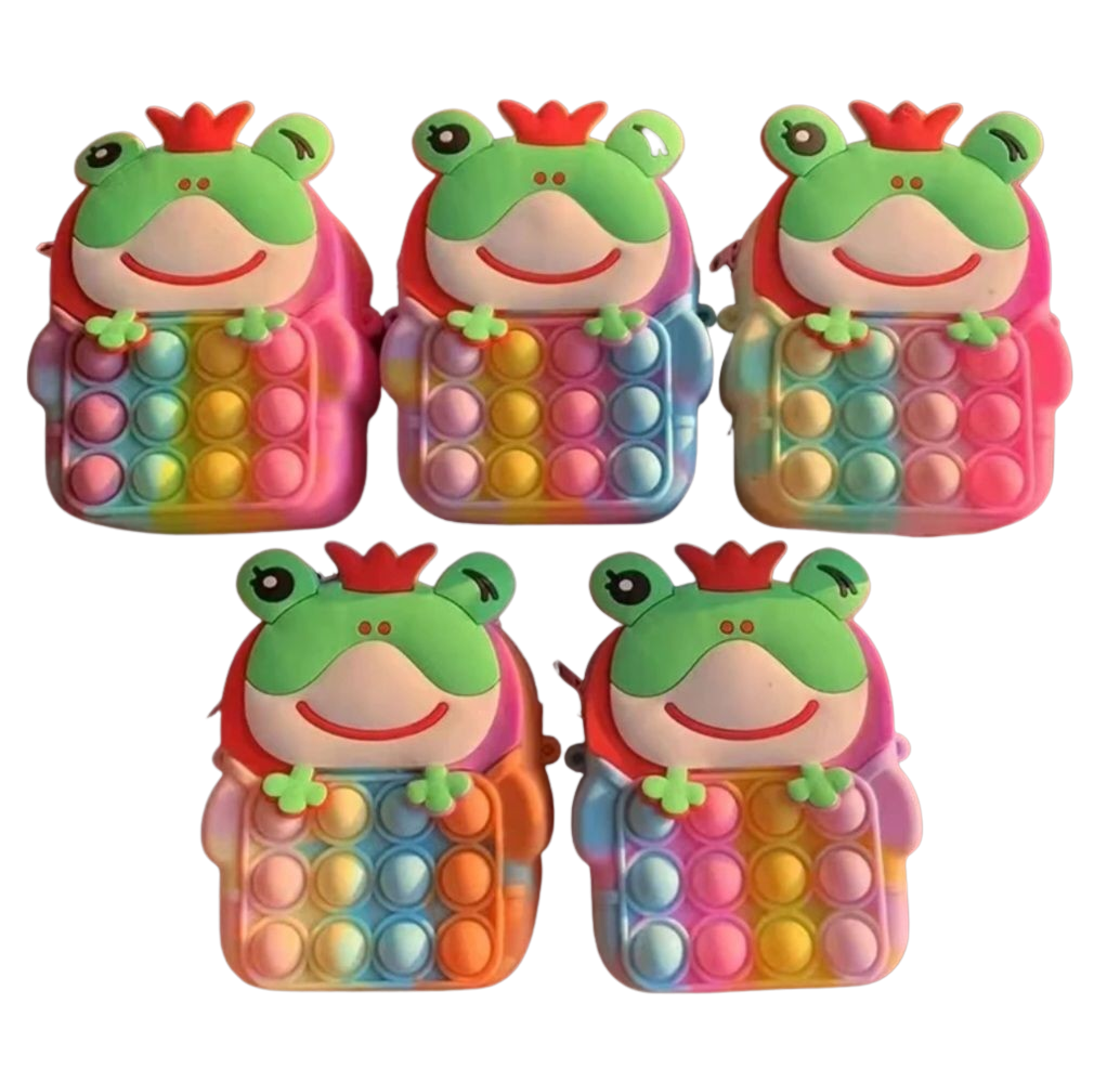 Mini Multicolor Frog Pop-it Coin Purse.
